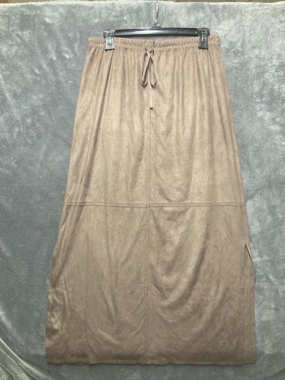J. Jill Faux Suede Maxi Skirt M Pull-On Drawstring Boho Western Earthy Fall